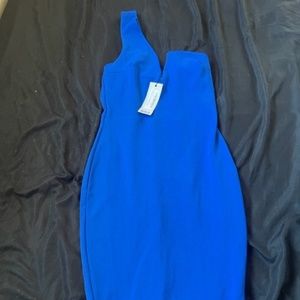 One shoulder Blue Midi Dress - NWT - Boohoo Size 14